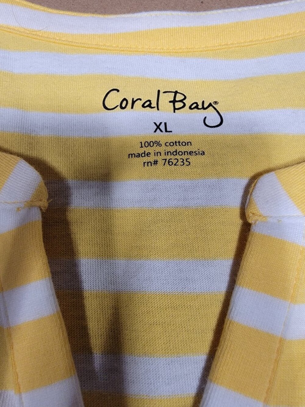 Coral Bay Size XL Yellow & White Striped V-Notch Neckline Sleeveless Top - Picture 10 of 10